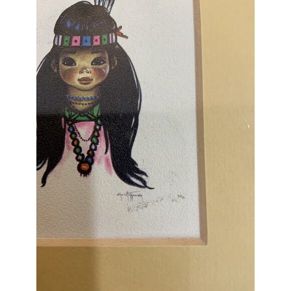 Vintage Christoffersens By SAGA Native American Girl And Boy Signed Art - Picture 11 of 11